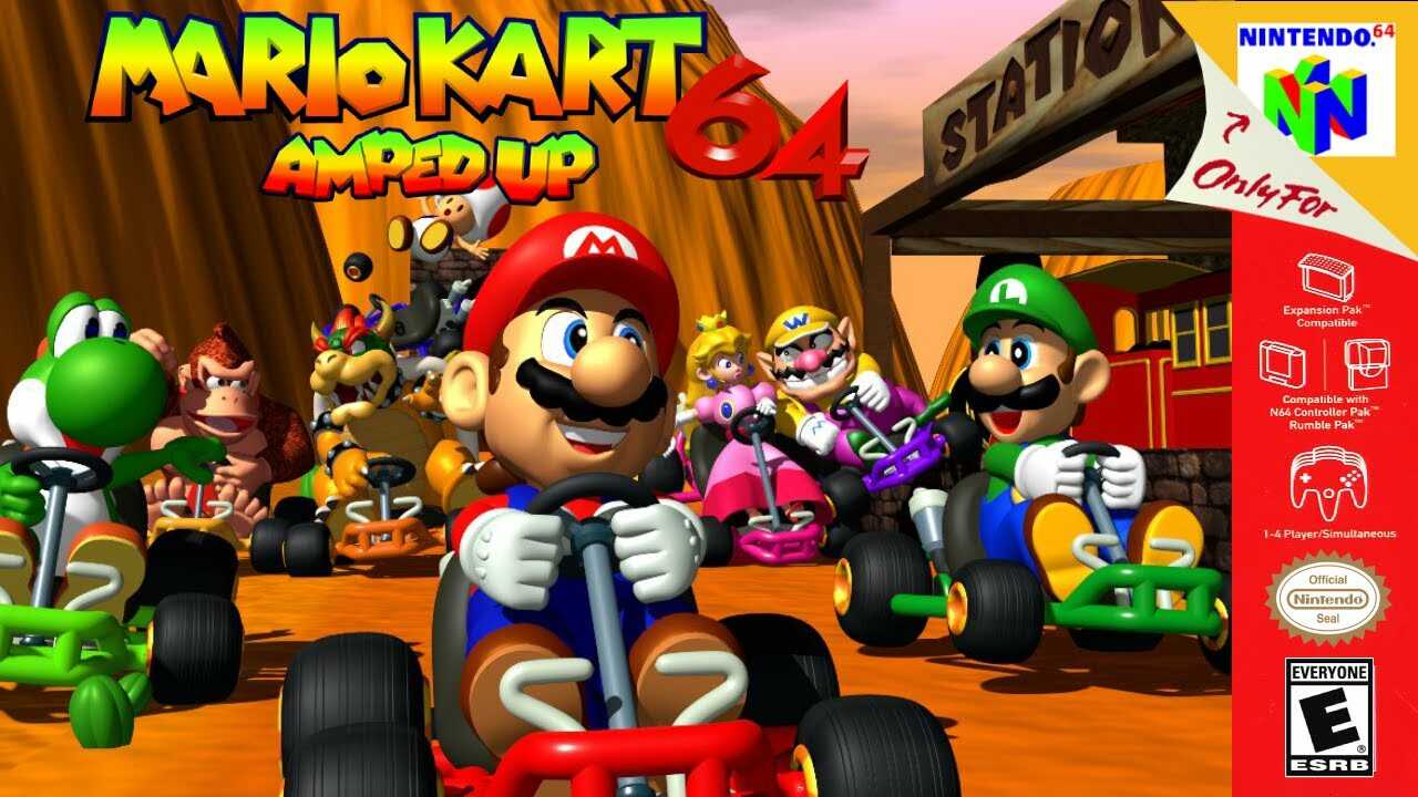 An image of an N64 Hack for Mario Kart 64 called Mario Kart Amped Up 