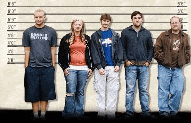 Ralph and his college friends posed in a 2010 photo, resembling a prison lineup.